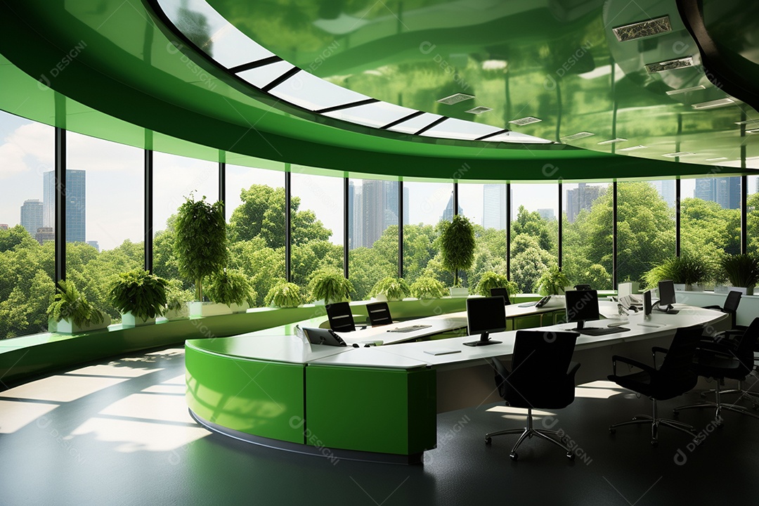 Edifício verde de escritório moderno. Vista panorâmica