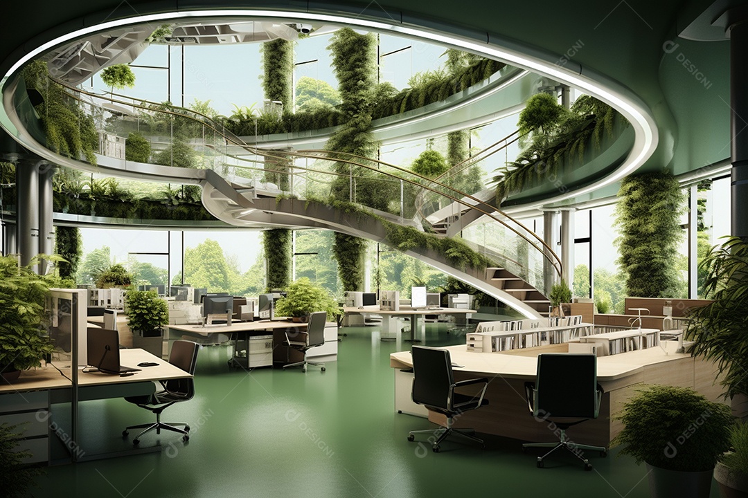 Edifício verde de escritório moderno. Vista panorâmica