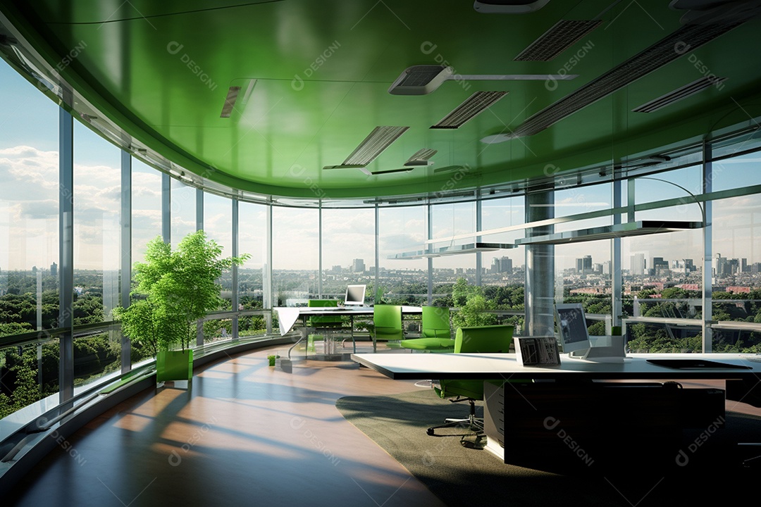 Edifício verde de escritório moderno. Vista panorâmica