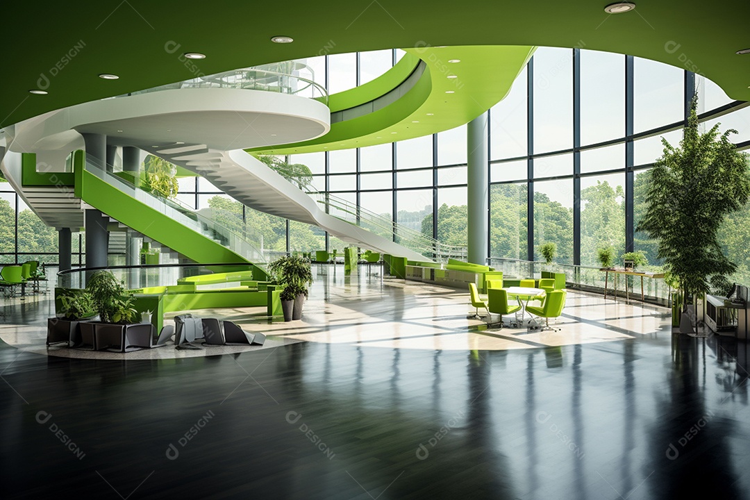 Edifício verde de escritório moderno. Vista panorâmica