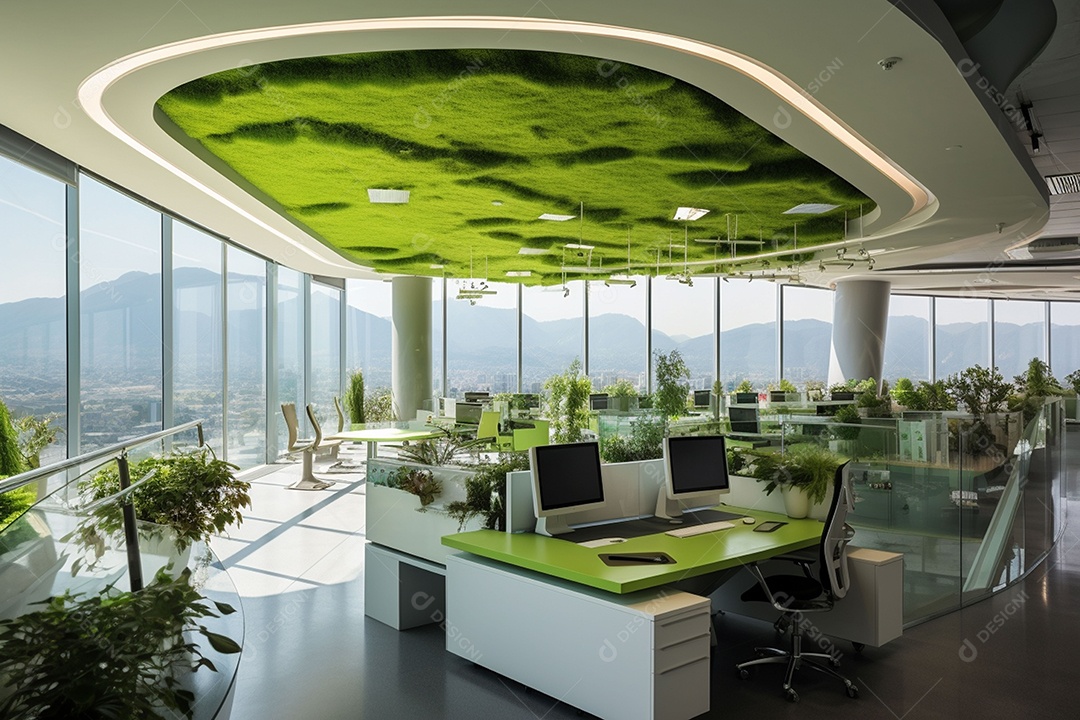 Edifício verde de escritório moderno. Vista panorâmica