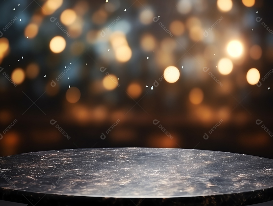 Balcão de mesa de pedra preto vazio no fundo moderno da cozinha desfocada