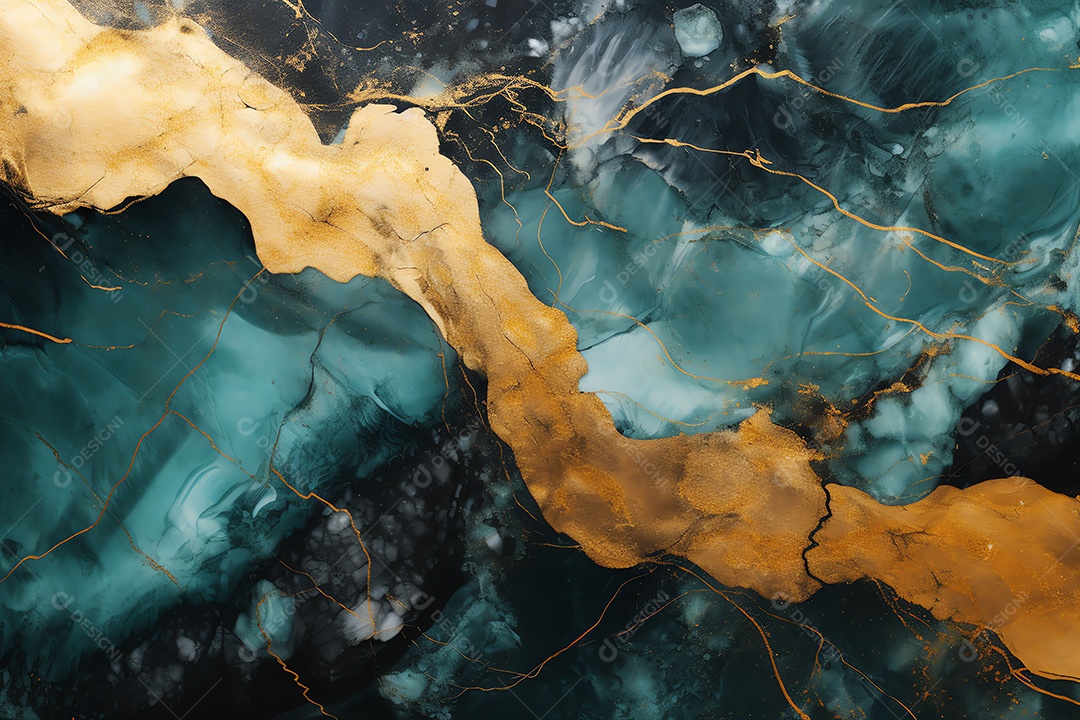 Abstrato mármore pedra granito verde-azulado e fundo de textura dourada para design e modelo