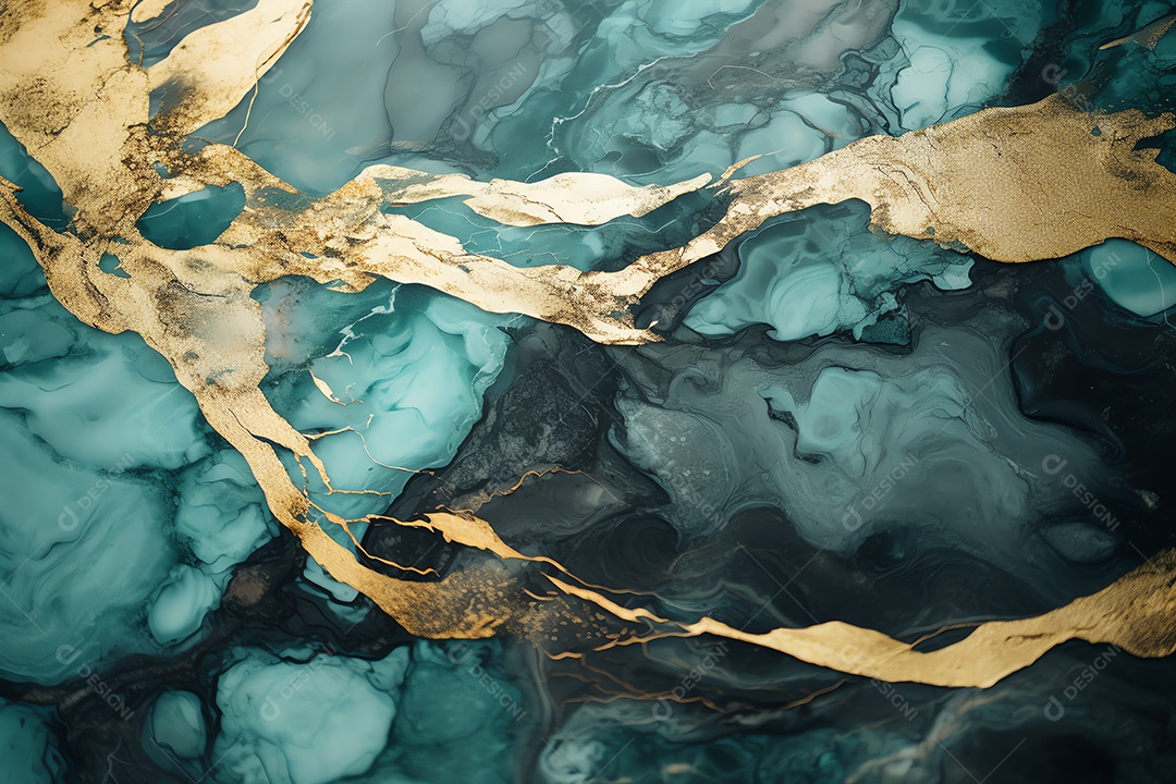 Abstrato mármore pedra granito verde-azulado e fundo de textura dourada para design e modelo