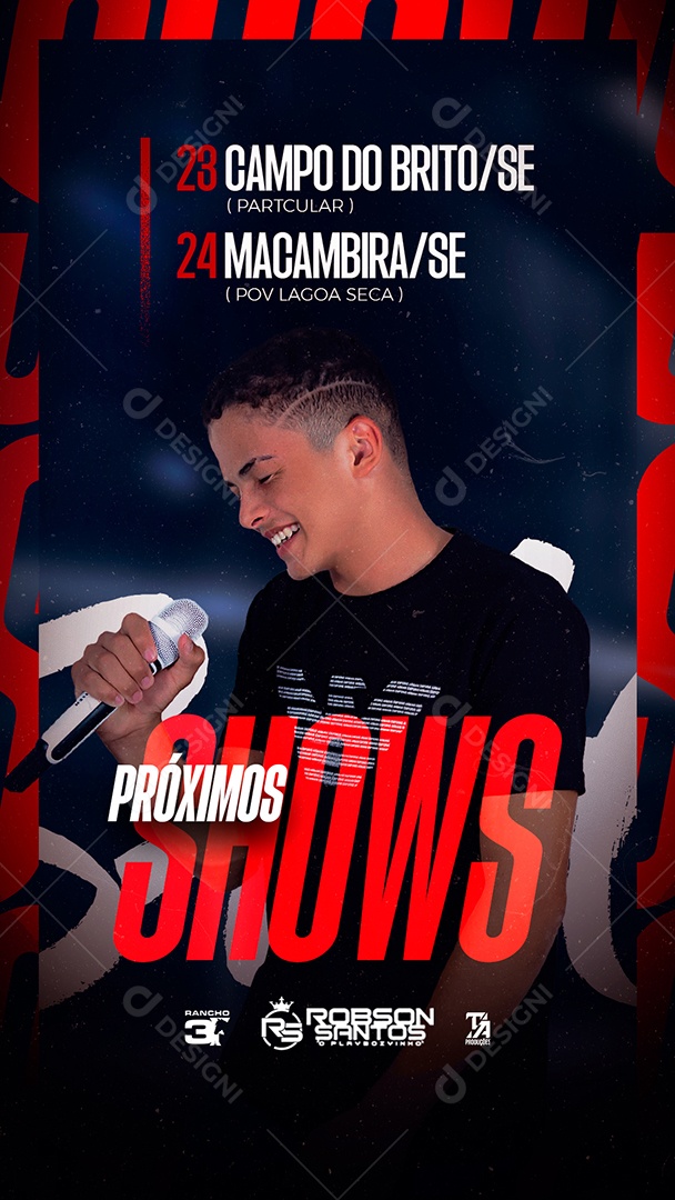 Social Media Flyer Story Próximos Shows Robson Santos PSD Editável