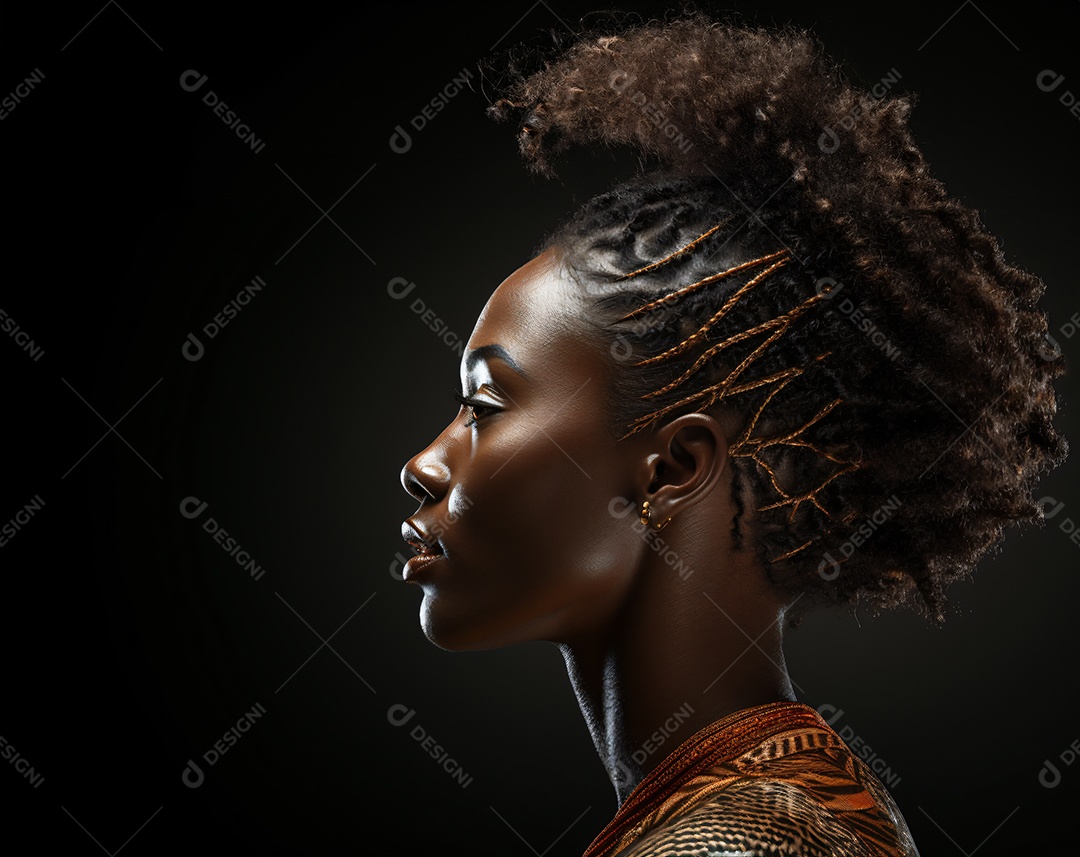 Mulher linda jovem negra sobre fundo isolado