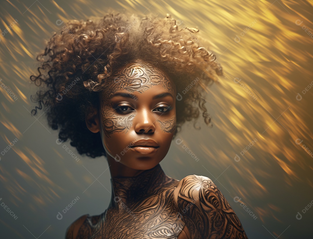 Mulher jovem negra sobre fundo isolado