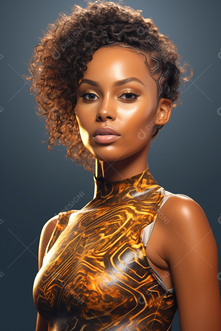 Mulher jovem negra sobre fundo isolado