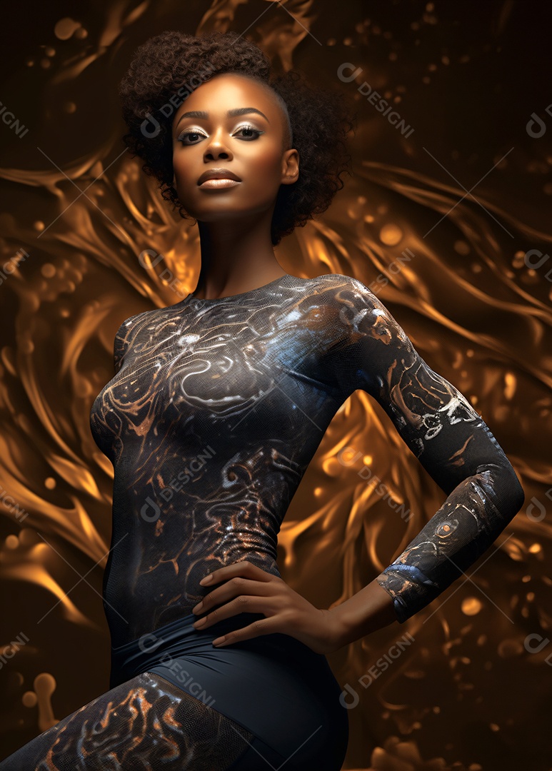 Mulher jovem negra sobre fundo isolado