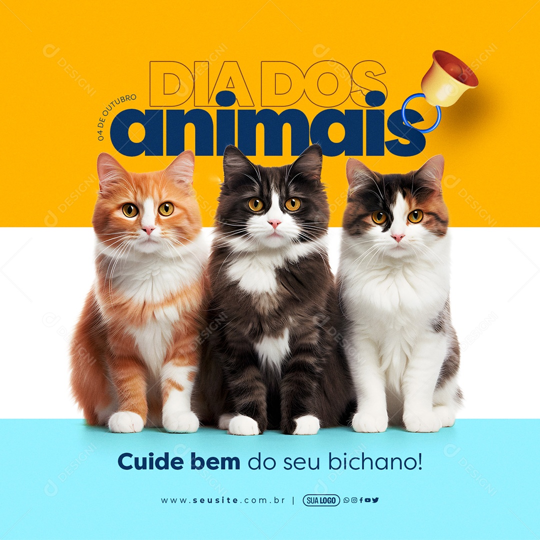 Dia dos Animais 04 de Outubro Cuide bem do seu Bichano Social Media PSD Editável