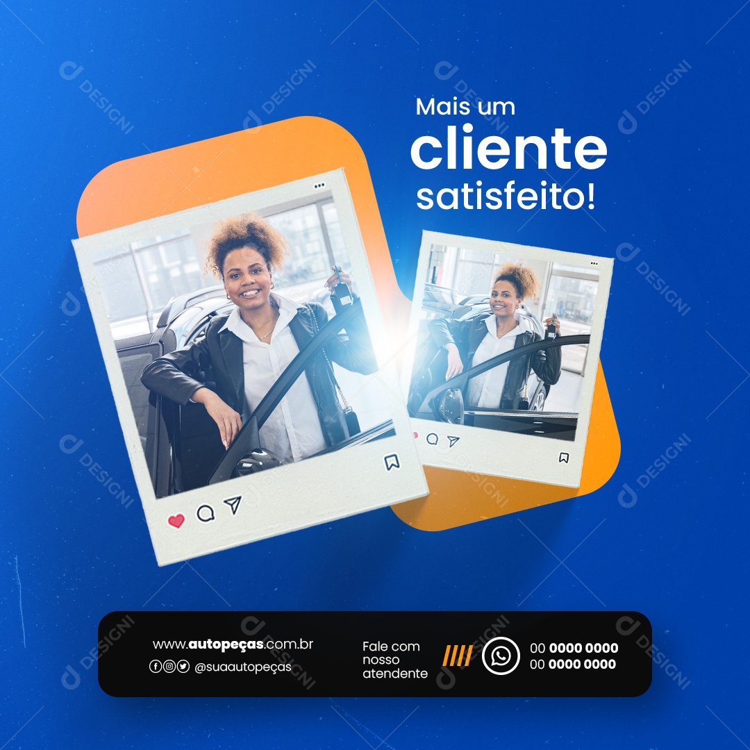 Oficina Mecânica Auto Peças Mais um Cliente Satisfeito Social Media PSD Editável