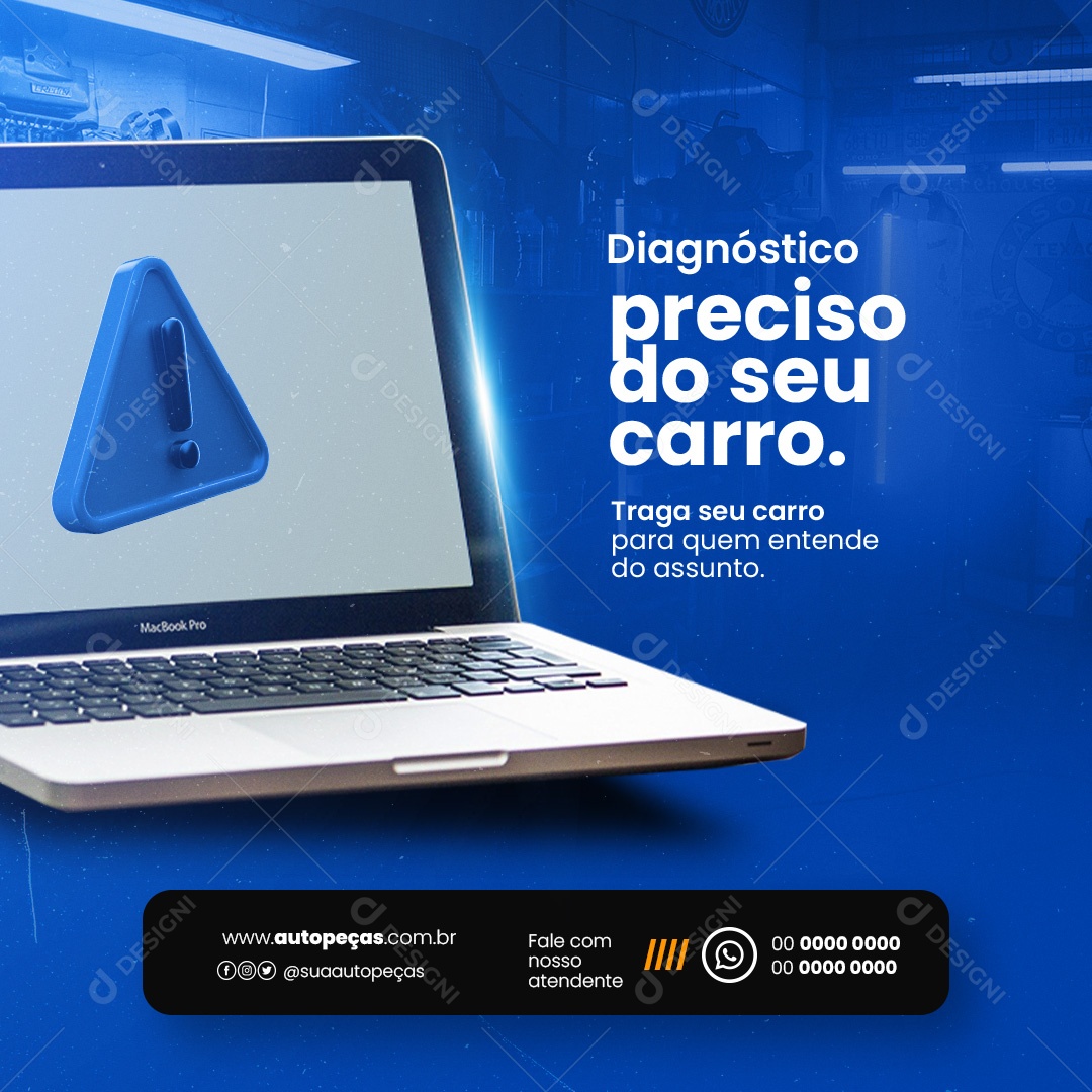 Oficina Mecânica Auto Peças Diagnóstico Preciso do seu Carro Social Media PSD Editável