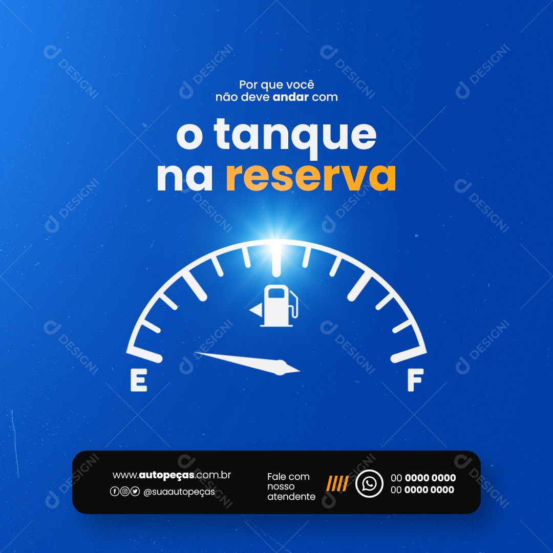 Oficina Mecânica Auto Peças O Tanque na Reserva Social Media PSD Editável