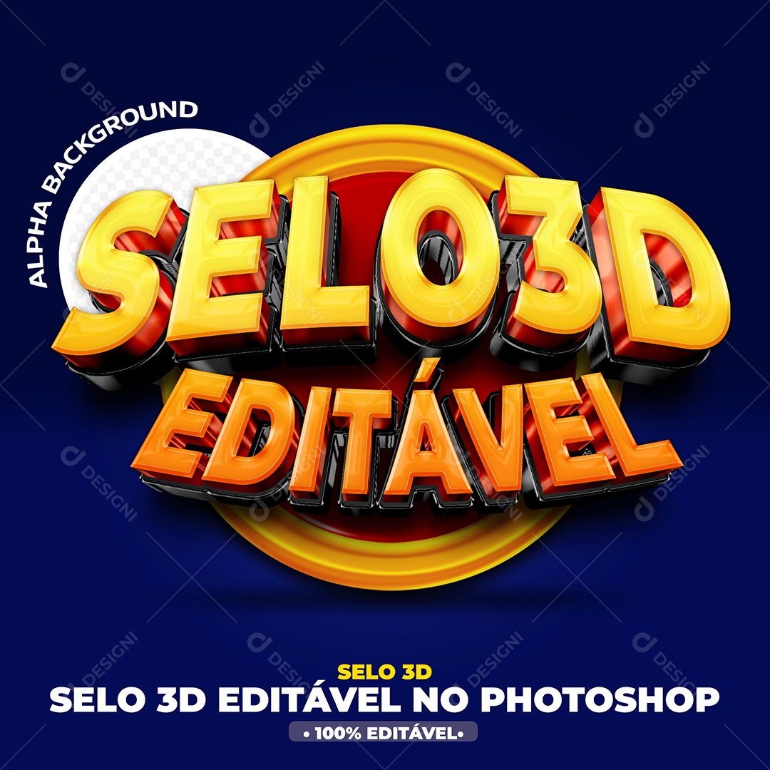 Selo 3D Editável Para Composição PSD