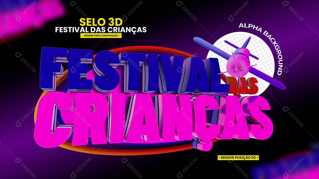 Selo 3D Festival Das Crianças Para Composição PSD