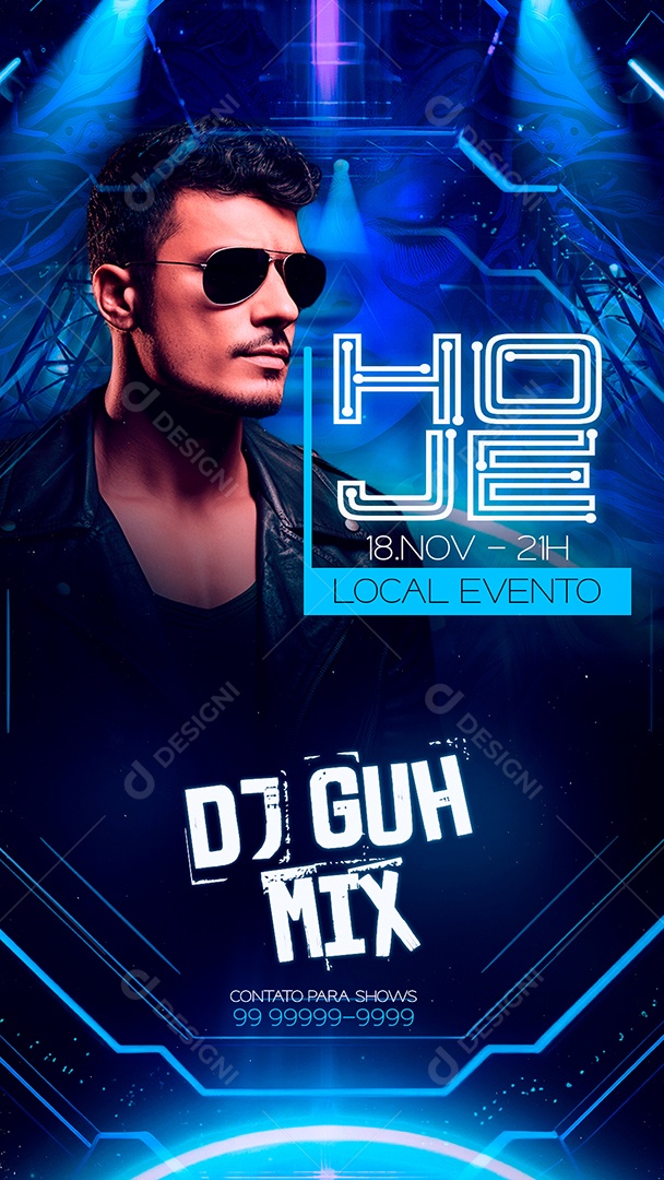 Story Flyer Hoje DJ Guh Mix Social Media PSD Editável