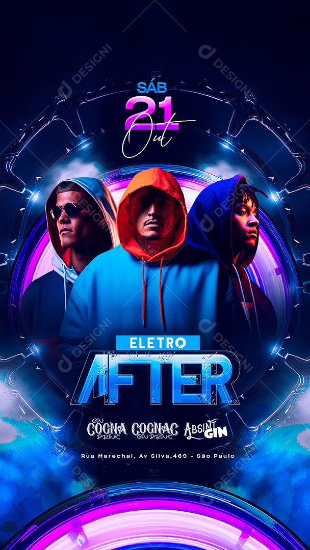 Story Flyer Eletro After Gin Cogna Drink Social Media PSD Editável