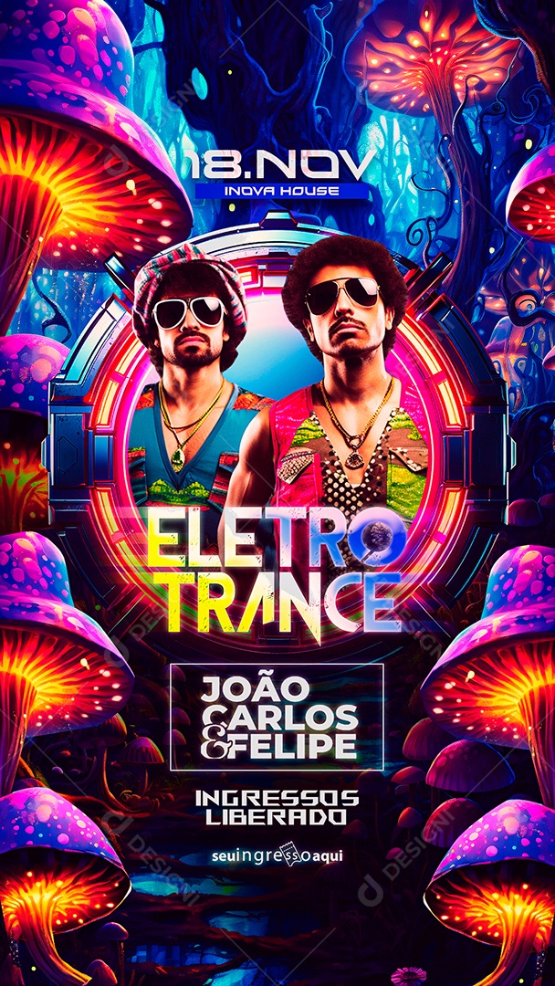 Story  Flyer Eletro Trance João Carlos & Felipe Social Media PSD Editável