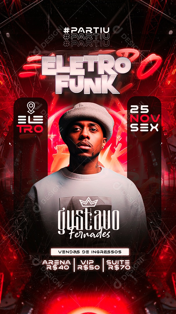 Story Flyer Eletro Funk Gustavo Fernades Social Media PSD Editável
