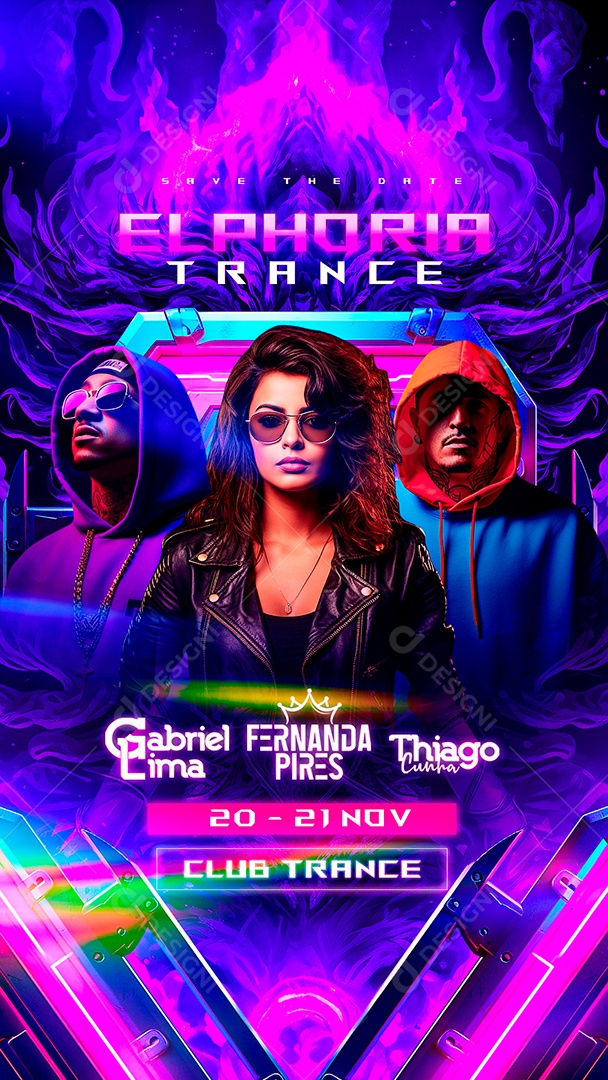 Story Flyer Elphoria Trance Gabriel Lima Fernanda Pires Thiago Cunha Social Media PSD Editável