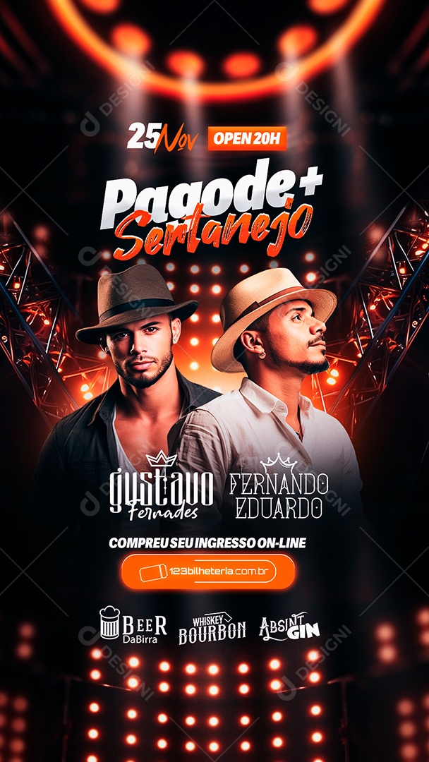 Story Flyer Pagode Sertanejo Gustavo Fernades Fernando Eduardo Social Media PSD Editável