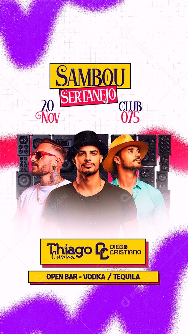 Story Flyer Sambou Sertanejo Thiago Cunha Diego & Cristiano Social Media PSD Editável