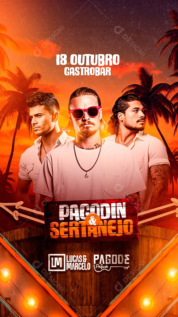 Story Flyer Gastrobar Pagodin & Sertanejo Lucas & Marcelo Pagode de Pagode Social Media PSD Editável