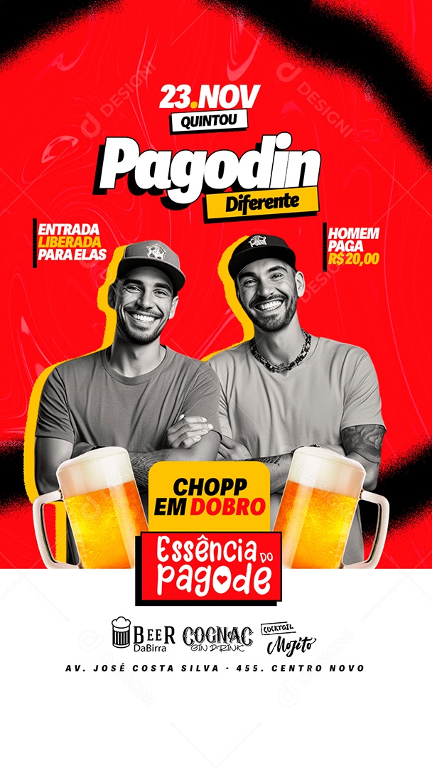 Story Flyer Quintou Pagodin Diferente Chop em Dobro Essência Do Pagode Social Media PSD Editável