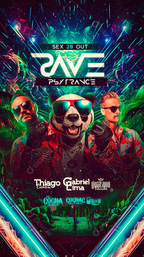 Story Flyer Rave Psy Trance Thiago Cunha Gabriel Lima Gustavo Fernades Social Media PSD Editável