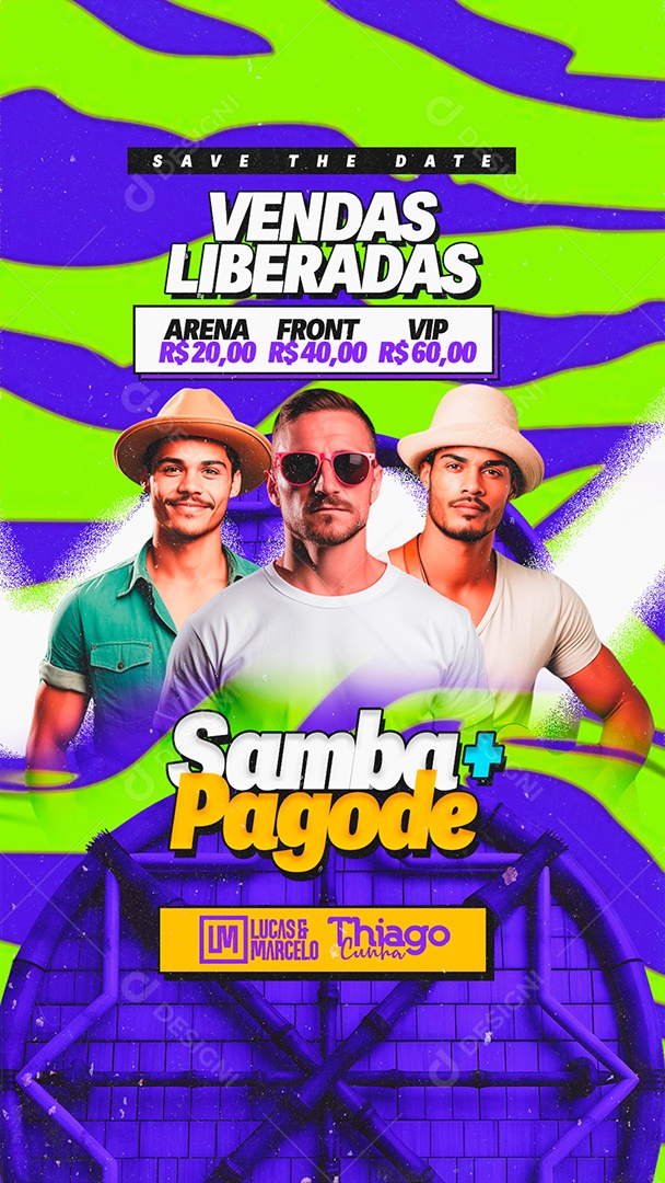 Story Flyer Vendas Liberadas Samba Pagode Lucas & Marcelo Thiago Cunha Social Media PSD Editável