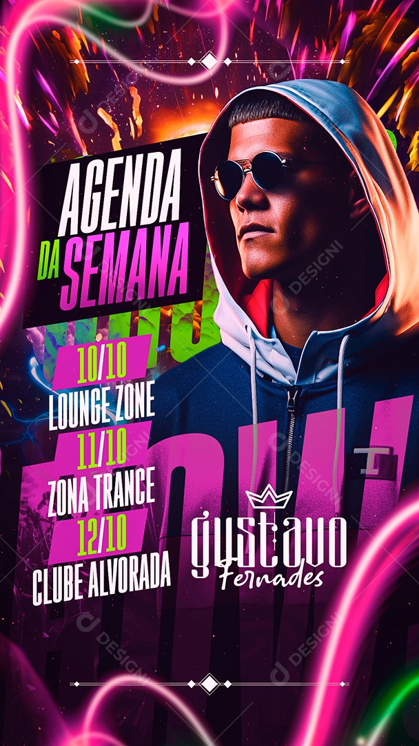 Story Flyer Agenda da Semana Gustavo Fernades Social Media PSD Editável
