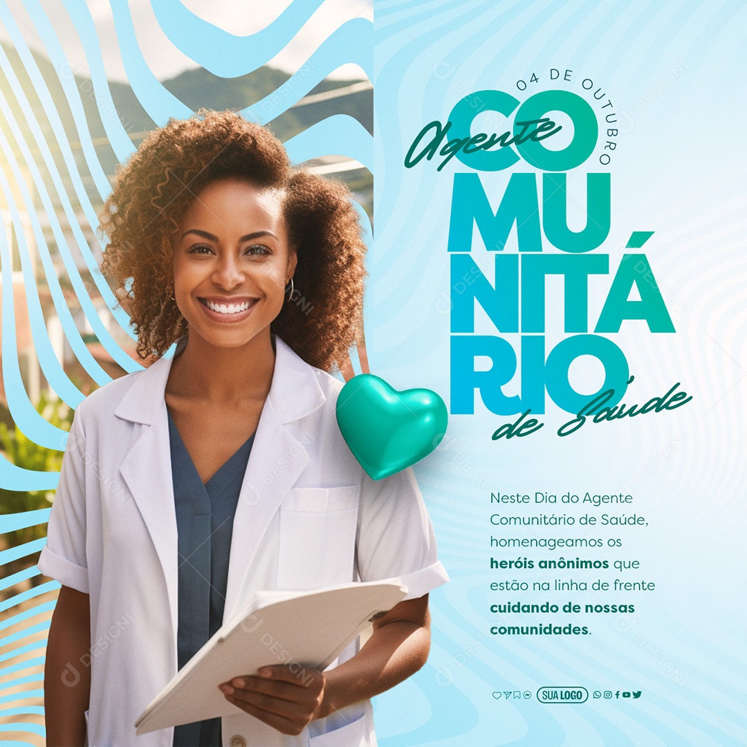 Dia do Agente Comunitário de Saúde 4 de Outubro Heróis Anônimos que estão na Linha de Frente Cuidando de nossas Comunidades Social Media PSD Editável