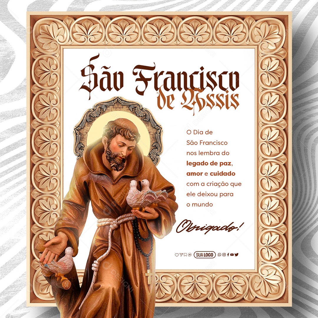 Dia De São Francisco de Assis 04 de Outubro nos Lembra do Legado de Paz Amor e Cuidado Social Media PSD Editável