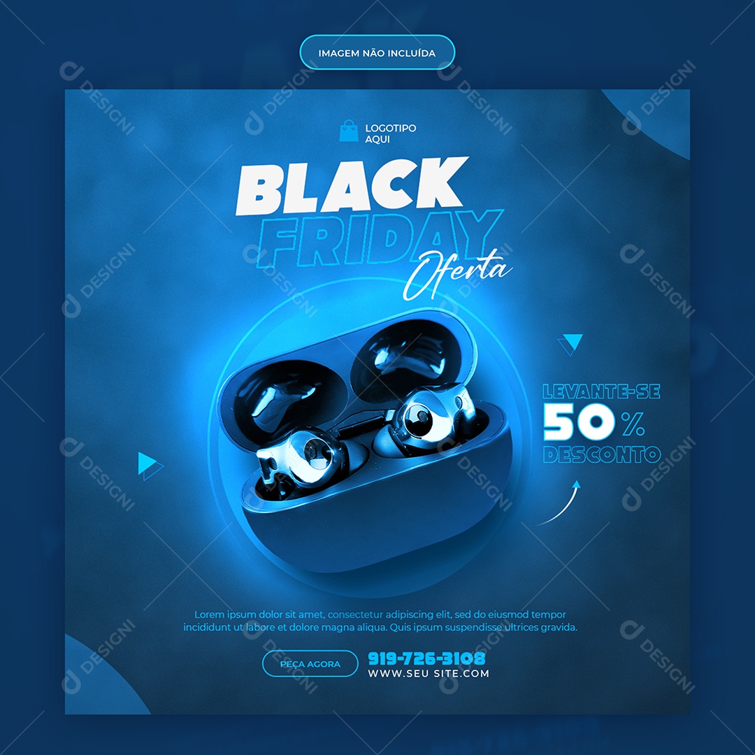 Black Friday Oferta Fone De Ouvido Social Media PSD Editável