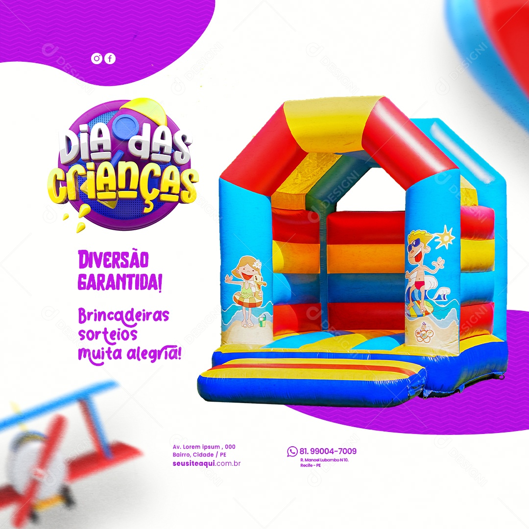 Loja de Brinquedos Dia das Crianças Diversão Garantida Brincadeiras Sorteios Muita Alegria Social Media PSD Editável