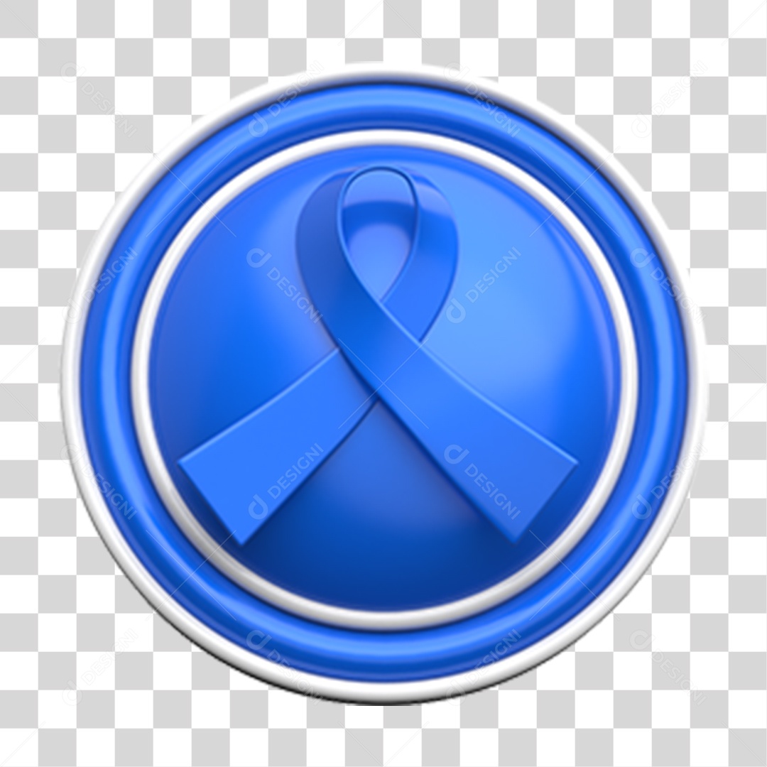Elemento 3D Circulo com Fita Azul Novembro Azul PNG Transparente