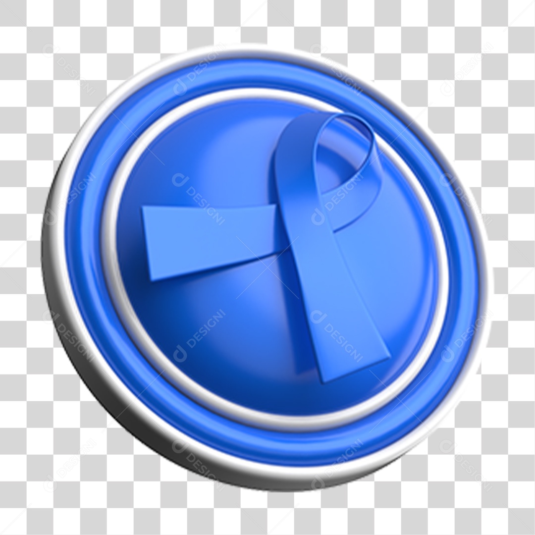 Elemento 3D Circulo com Fita Azul Novembro Azul PNG Transparente
