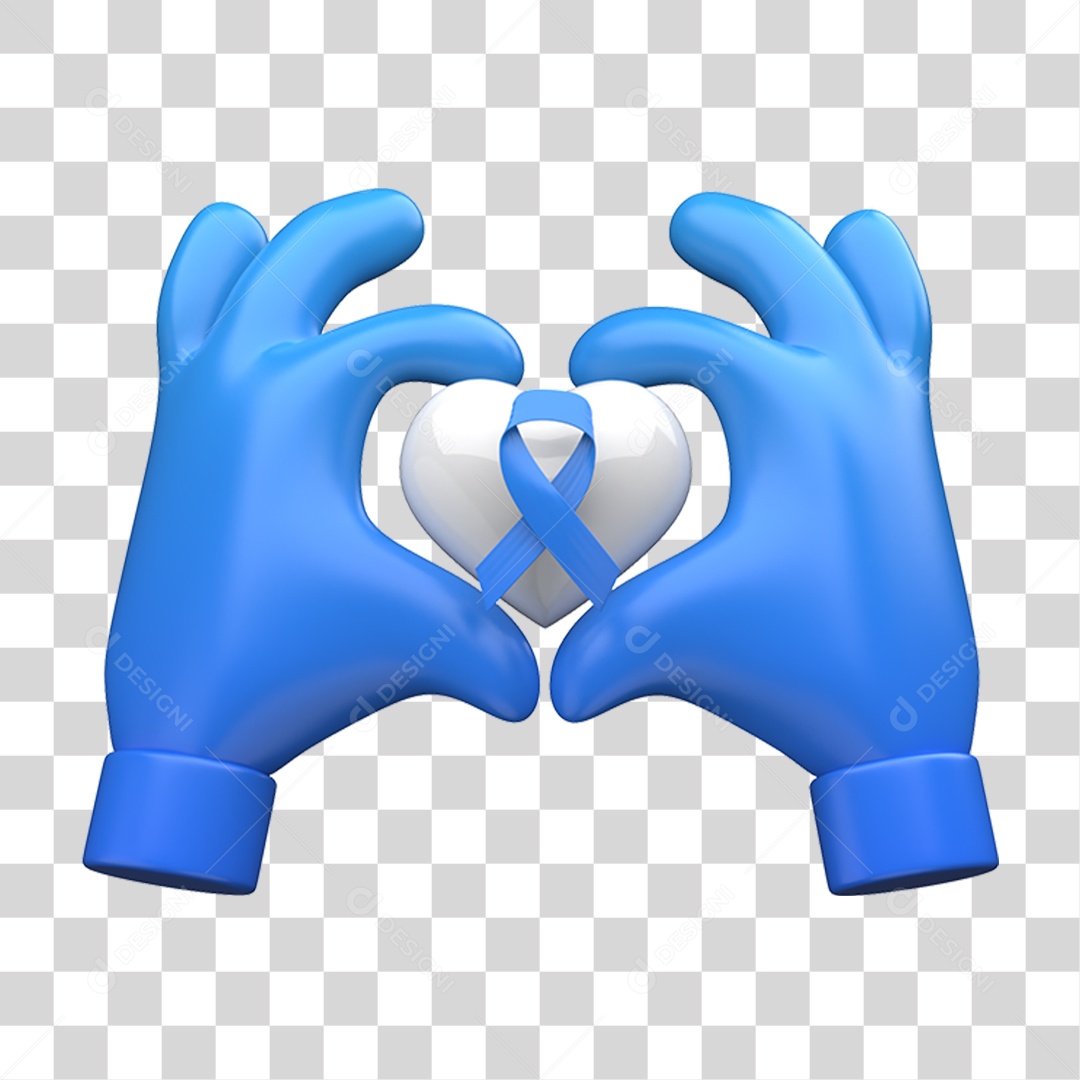 Luvas Azul com Coração Novembro Azul PNG Transparente