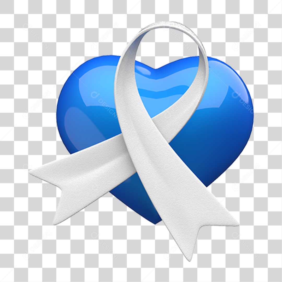 Coração Azul Novembro Azul PNG Transparente