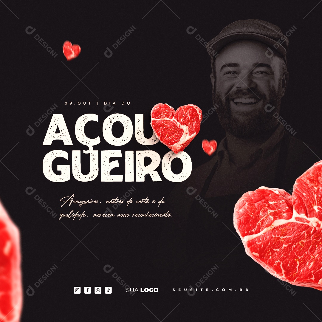 Dia do Açougueiro Mestres de Corte e da Qualidade Social Media PSD Editável