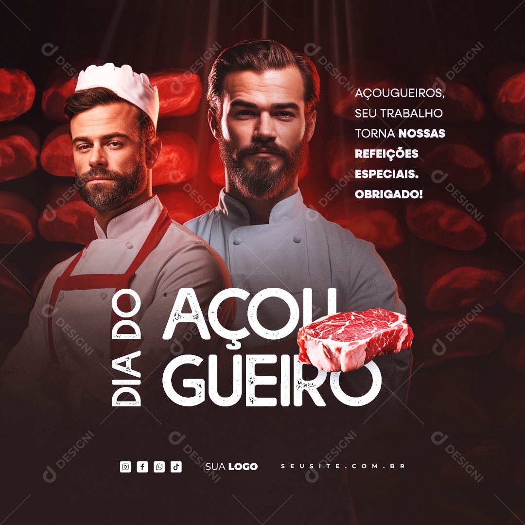 Dia do Açougueiro 09 de Outubro Social Media PSD Editável