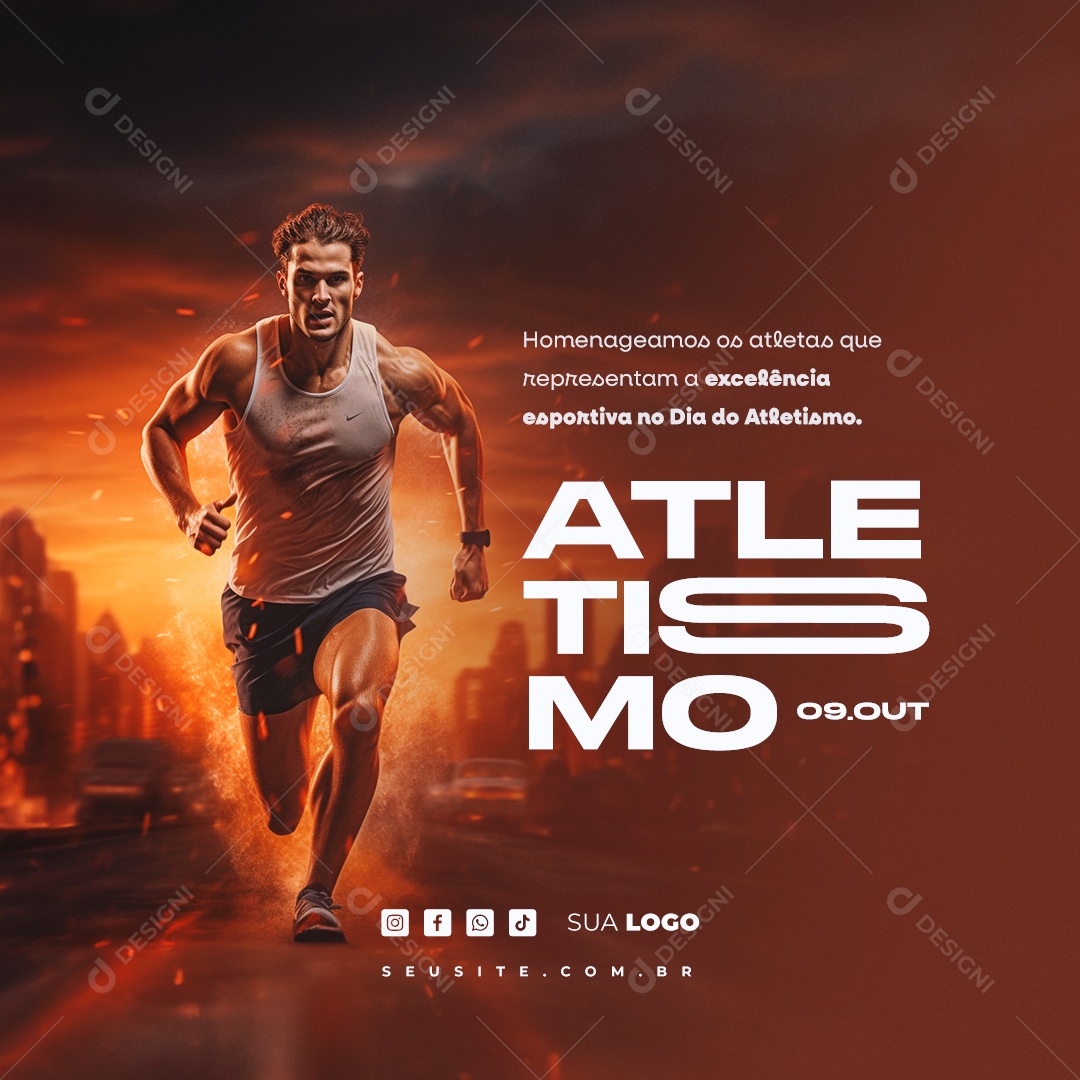 Social Media Dia do Atletismo 09 de Outubro PSD Editável