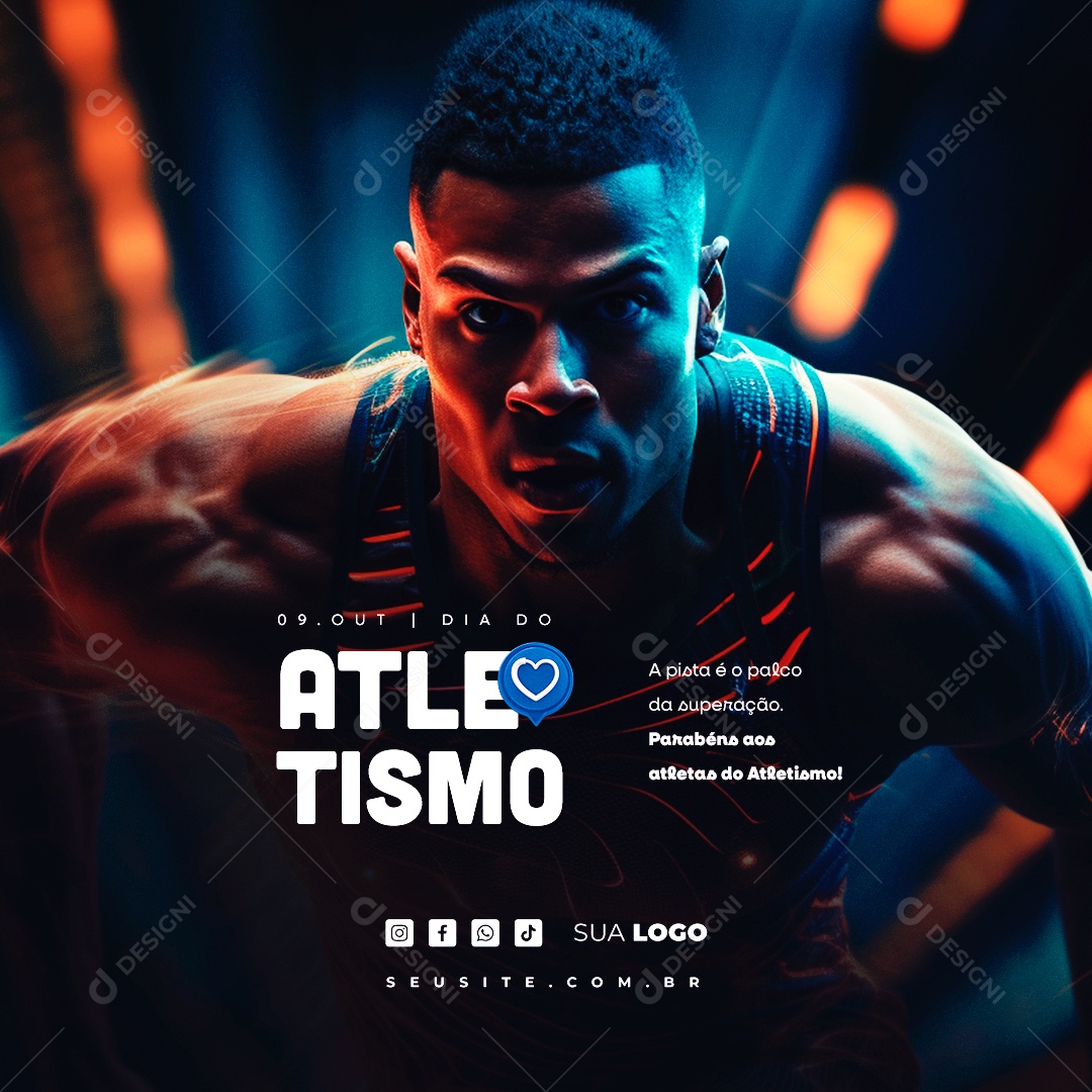 Dia do Atletismo A Pista é o Palco da Superação Social Media PSD Editável