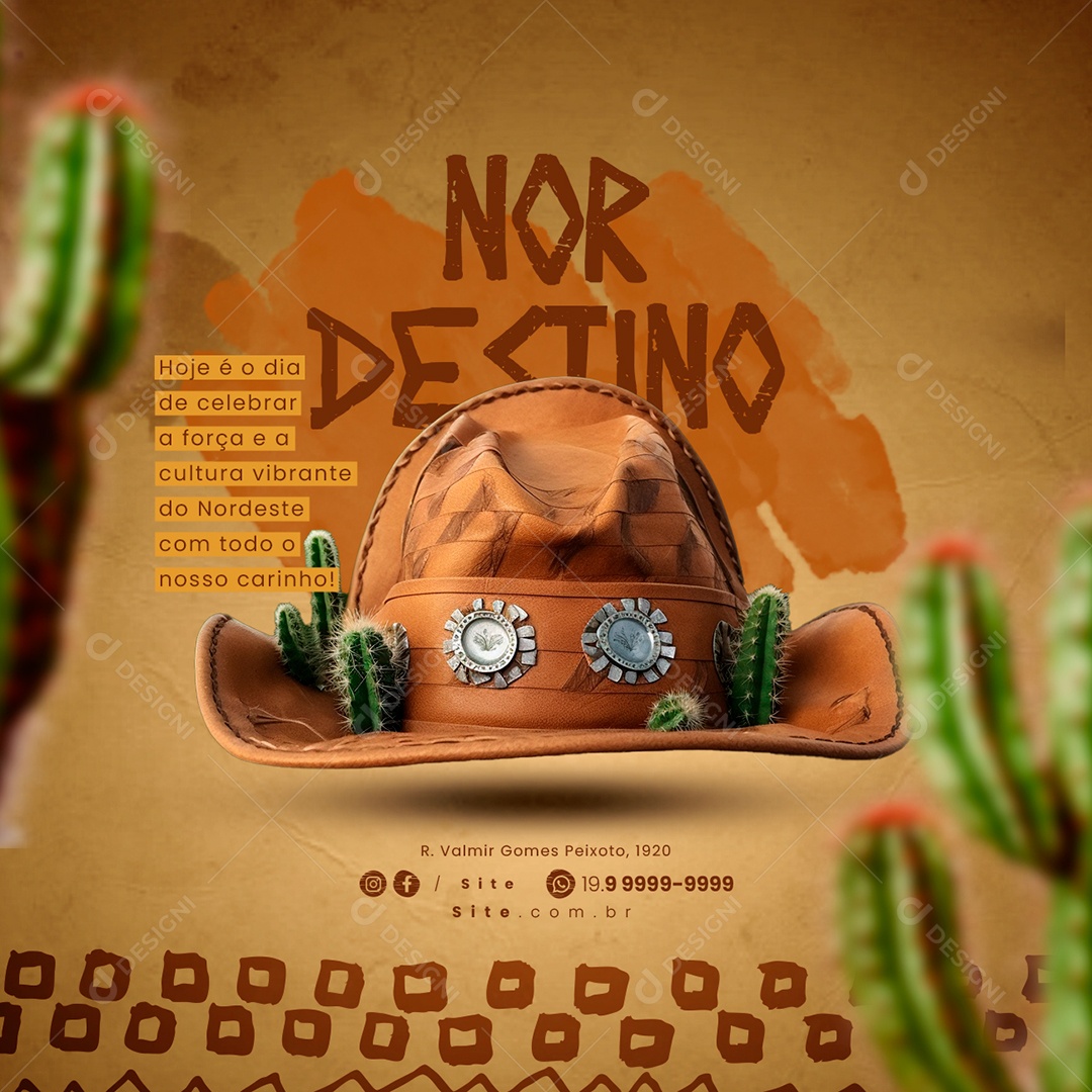 Dia do Nordestino Hoje é o Dia de Celebrar a Força e a Cultura Vibrante Social Media PSD Editável