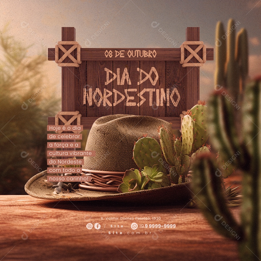 Social Media Dia do Nordestino 08 Outubro PSD Editável