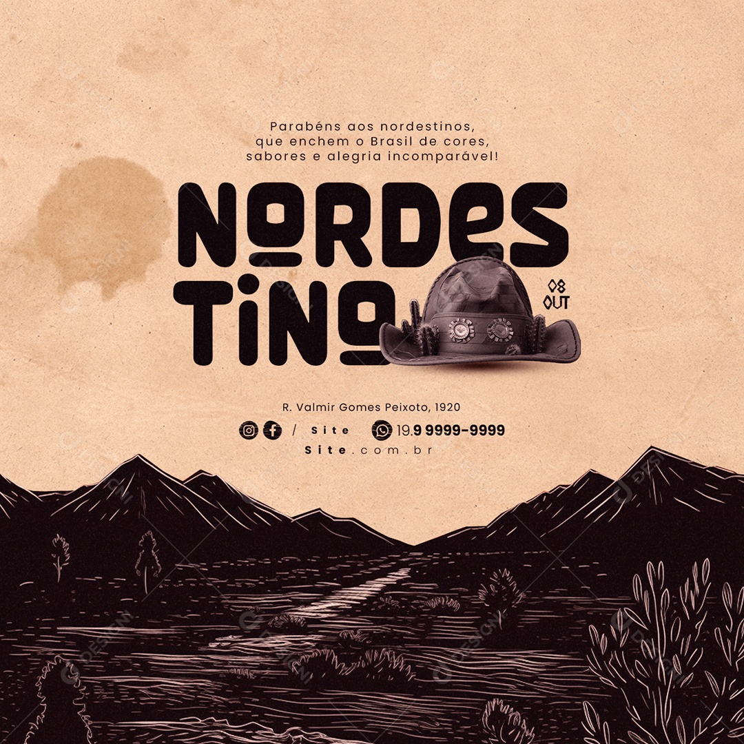 Dia do Nordestino Parabéns aos Nordestinos que Enchem o Brasil de Cores Social Media PSD Editável