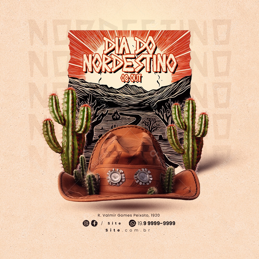 Dia do Nordestino 08 de Outubro Social Media PSD Editável