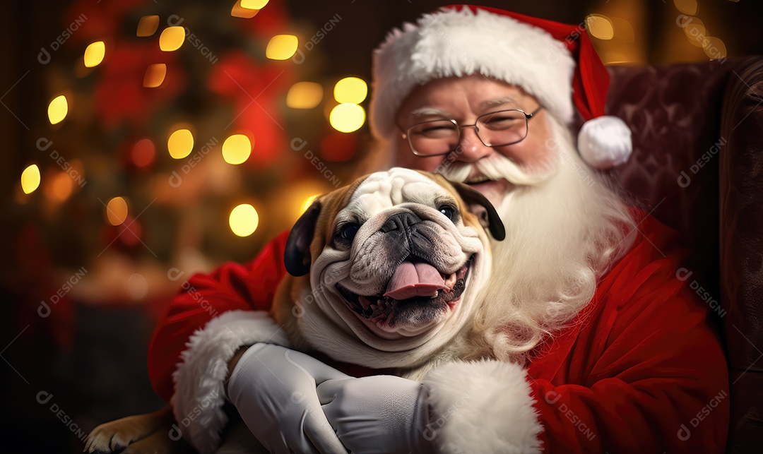 Retrato do simpático e bonito Papai Noel em sua casa sorrindo e olhando sorrindo para a câmera