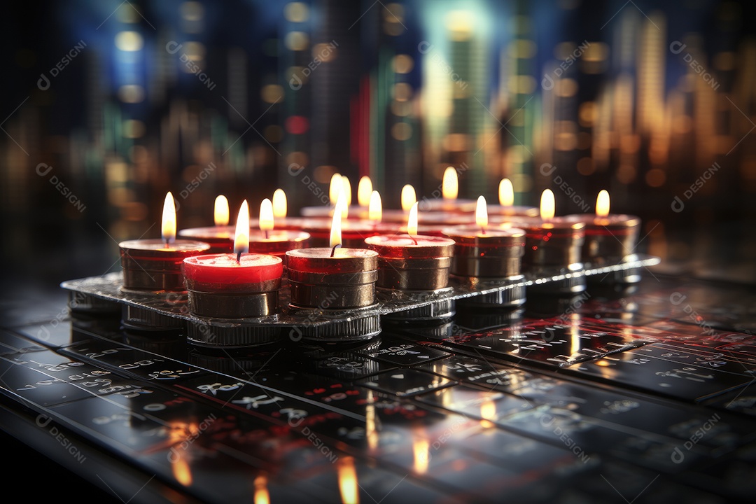 Decoração de velas sobre uma tabela