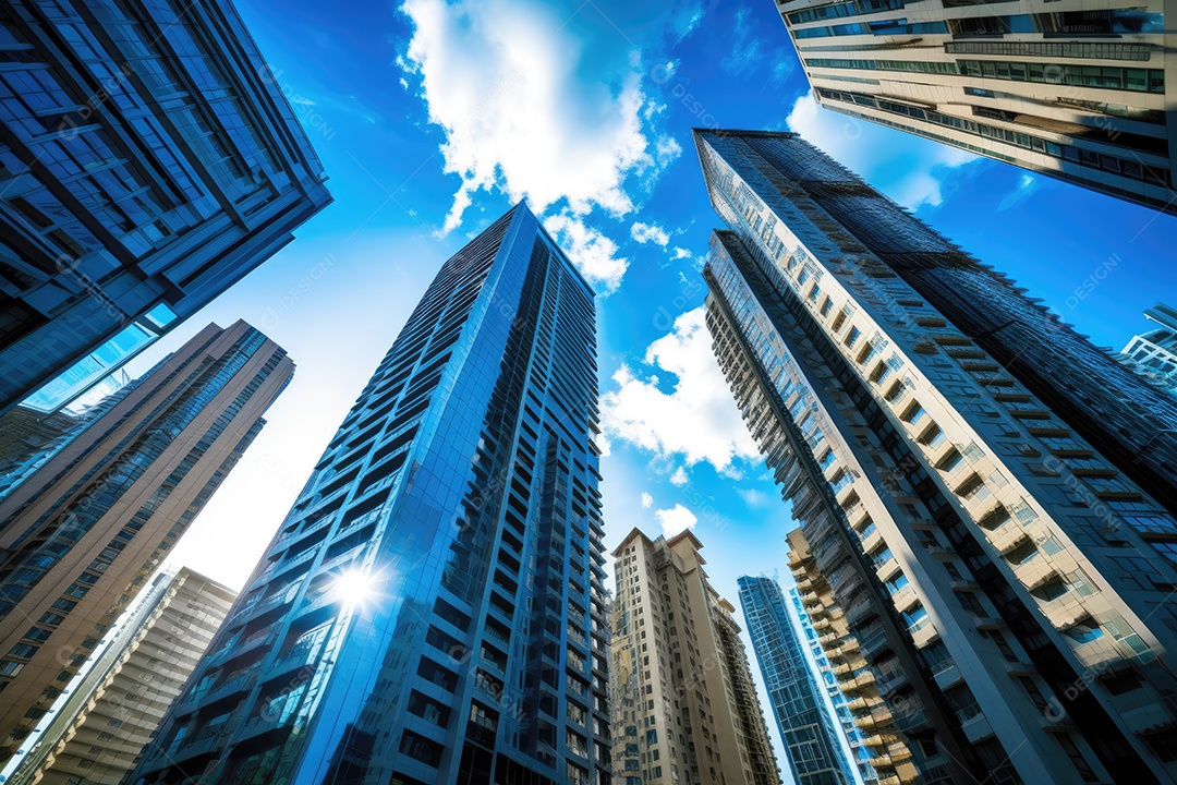 Préddios arranha céus em um dia ensolarado